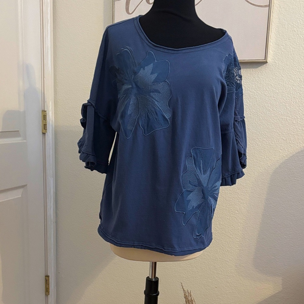 BIG DIVORCE SALE -Hannah Navy Floral Blouse